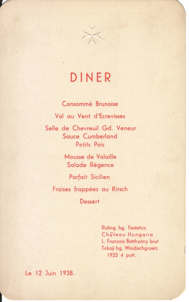 Unattributed menu card